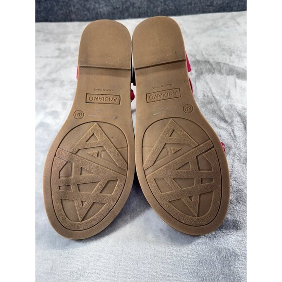 Andiamo Women's shoes 8M red strap sandels with rhinestones - Picture 4 of 16